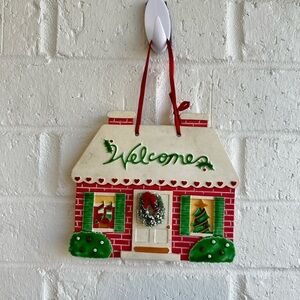 Festive Holiday Welcome Sign - Red, Green, White. Vintage from Bright Touches
